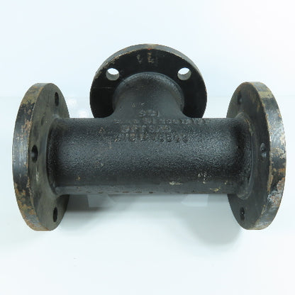 SCI 3" x 3" x 3" Flat Face Tee Class 150 Cast Iron Flanged Fitting