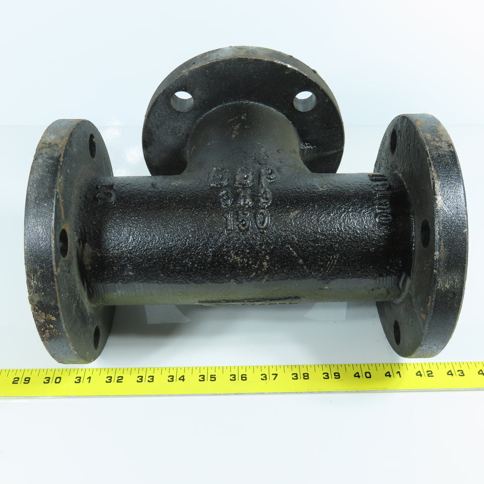 BBP 3" x 3" x 3" Flat Face Tee Class 150 Ductile Iron Flanged Fitting