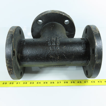 BBP 3" x 3" x 3" Flat Face Tee Class 150 Ductile Iron Flanged Fitting