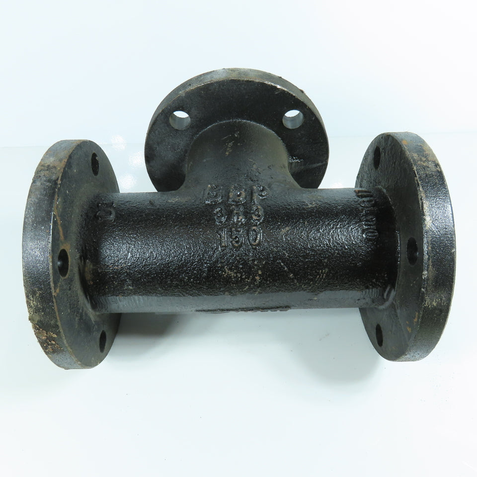 BBP 3" x 3" x 3" Flat Face Tee Class 150 Ductile Iron Flanged Fitting