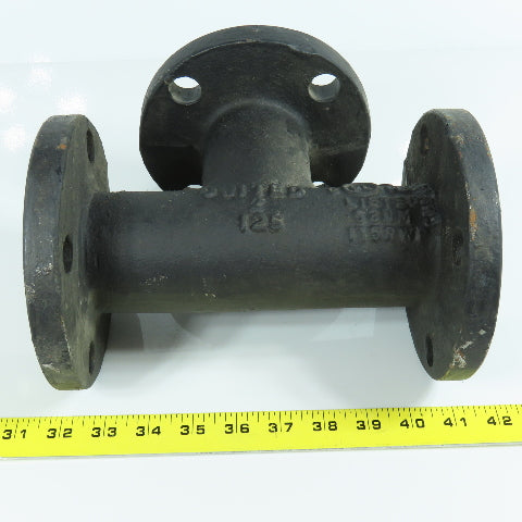 United 2" x 2" x 2" Flat Face Tee Class 125 Cast Iron Flanged Fitting