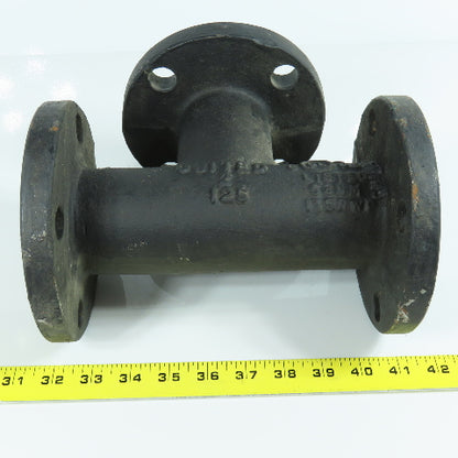 United 2" x 2" x 2" Flat Face Tee Class 125 Cast Iron Flanged Fitting