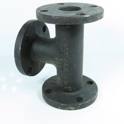 United 2" x 2" x 2" Flat Face Tee Class 125 Cast Iron Flanged Fitting