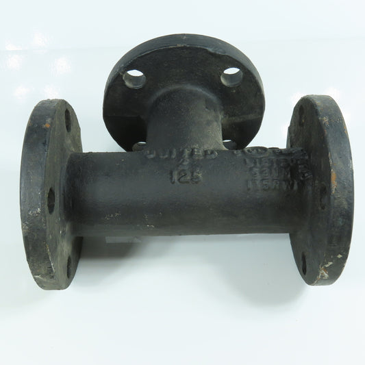 United 2" x 2" x 2" Flat Face Tee Class 125 Cast Iron Flanged Fitting