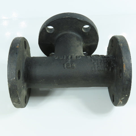 United 2" x 2" x 2" Flat Face Tee Class 125 Cast Iron Flanged Fitting