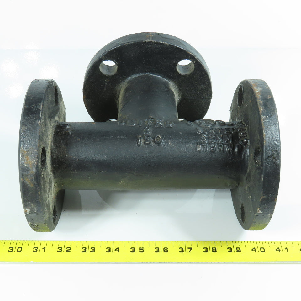 United 2" x 2" x 2" Flat Face Tee Class 150 Ductile Iron Flanged Fitting