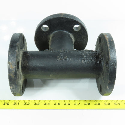 United 2" x 2" x 2" Flat Face Tee Class 150 Ductile Iron Flanged Fitting