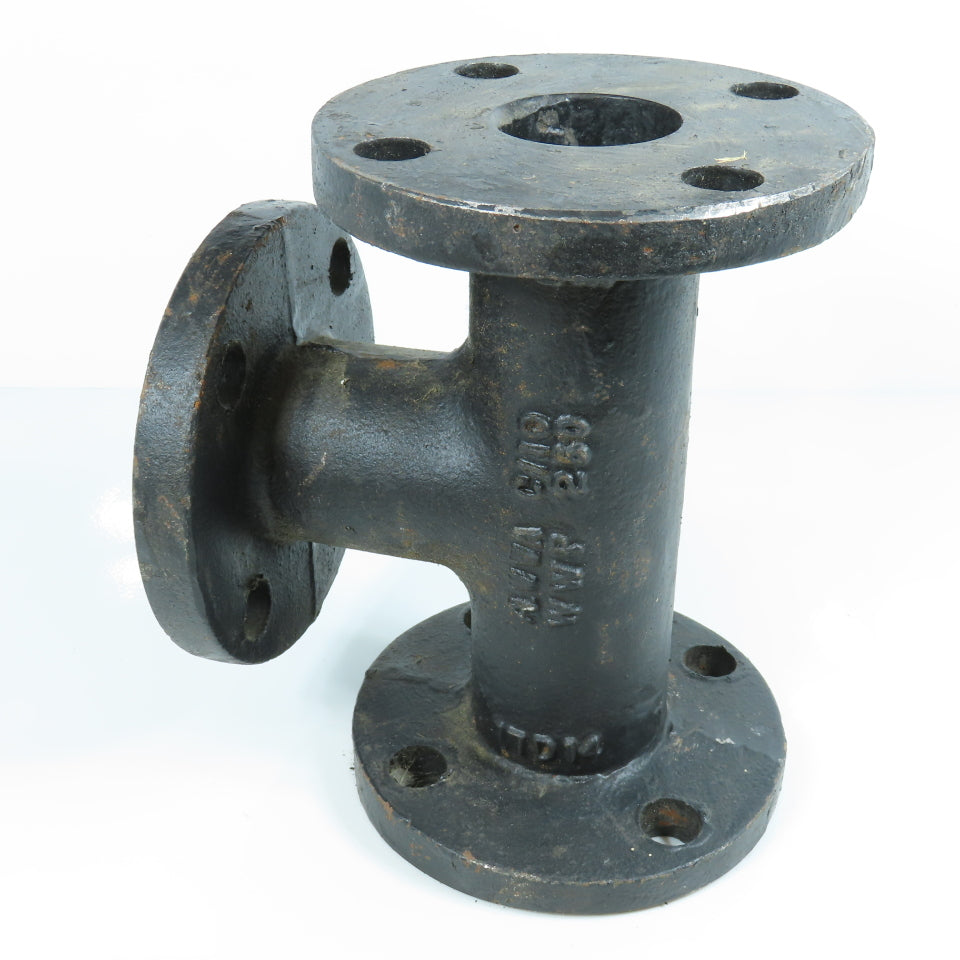 United 2" x 2" x 2" Flat Face Tee Class 150 Ductile Iron Flanged Fitting