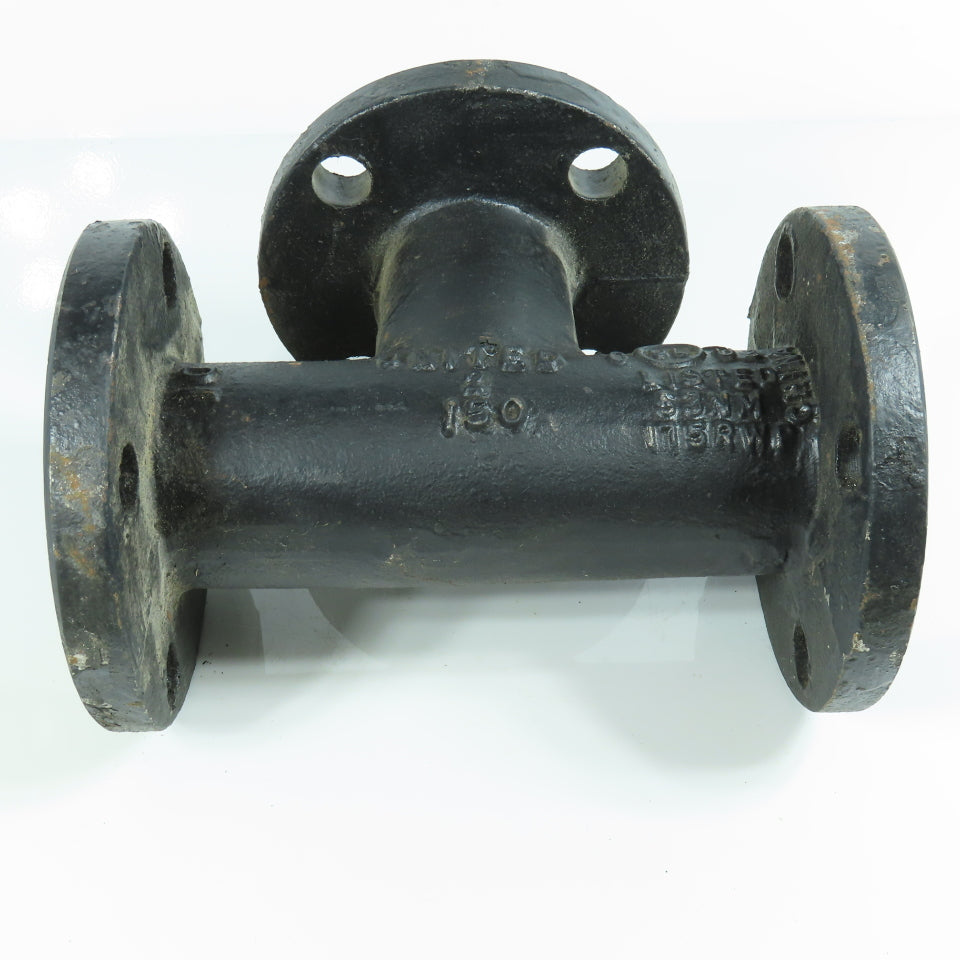 United 2" x 2" x 2" Flat Face Tee Class 150 Ductile Iron Flanged Fitting