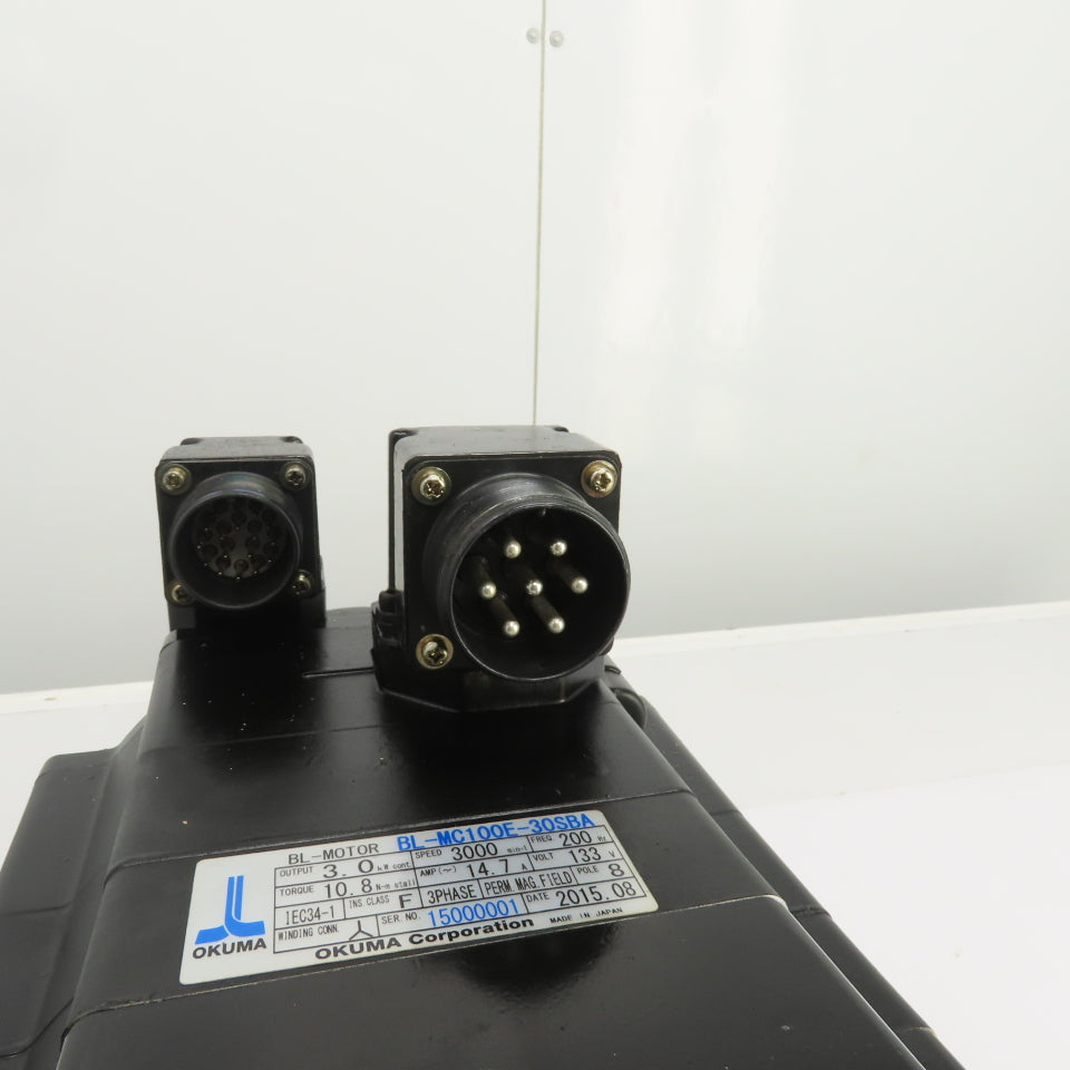 Okuma BL-MC100E-30SBA 3kW AC Servo Motor 3000RPM 133V 3PH