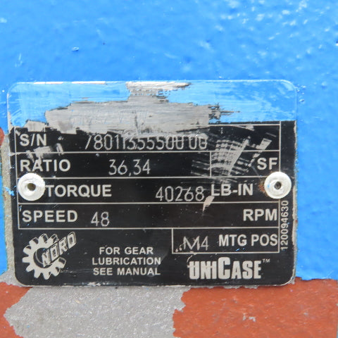 Nord 6382AZ/VL W UniCase 36.34:1 Ratio 48RPM Output Parallel Helical Gearbox