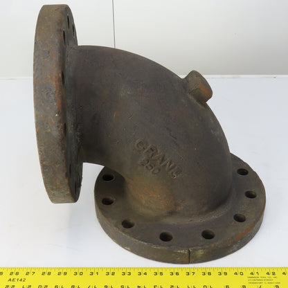 Crane 6" Raised Face 250# Ductile Iron Flanged 90 Degree Elbow Fitting 12 Bolt