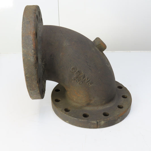 Crane 6" Raised Face 250# Ductile Iron Flanged 90 Degree Elbow Fitting 12 Bolt