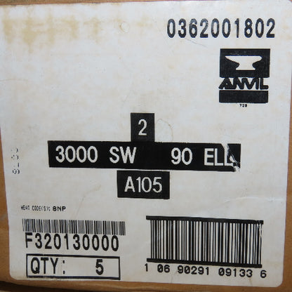Anvil 0362001802 2" Black Forged Steel 90 Degree Socket Elbow Class 3000 USA