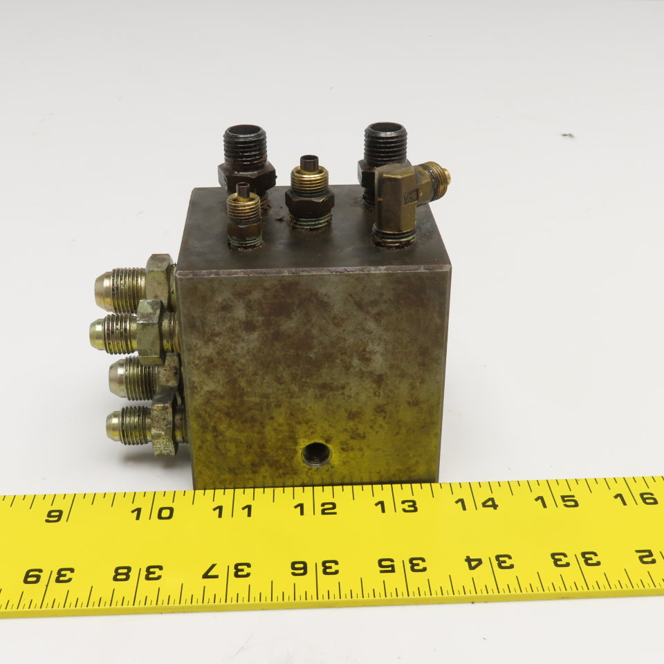 Compact 10 Port Right Angle Hydraulic Manifold Block