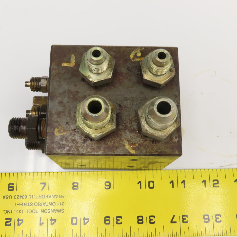 Compact 10 Port Right Angle Hydraulic Manifold Block