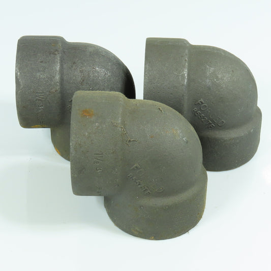 Bonney 1-1/2" Forged Steel 3000# 90 Degree Socket Elbow Butt Weld Fitting Lot/3