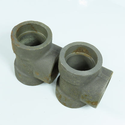 1 1/2" Forged Steel 3000# Socket Tee Weld Fitting Lot of 2