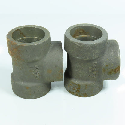 1 1/2" Forged Steel 3000# Socket Tee Weld Fitting Lot of 2