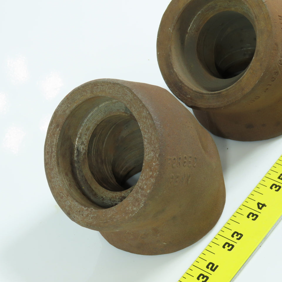2" Black Forged Steel 6000# 45 Degree Elbow Weld Socket Pipe Fitting Lot of 2
