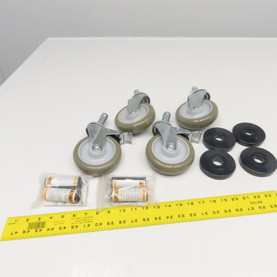 Nexel 500592 5" Polyurethane Swivel Stem Caster W/ Bumpers 1200Lb Capacity Set