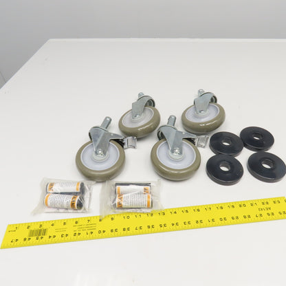 Nexel 500592 5" Polyurethane Swivel Stem Caster W/ Bumpers 1200Lb Capacity Set