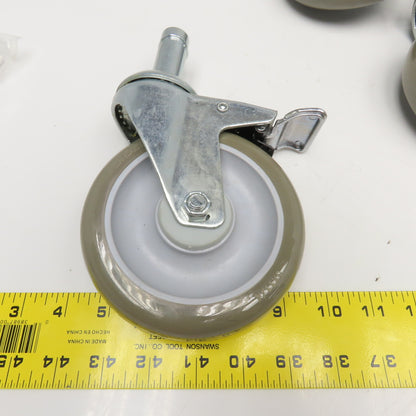 Nexel 500592 5" Polyurethane Swivel Stem Caster W/ Bumpers 1200Lb Capacity Set