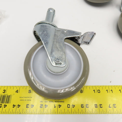 Nexel 500592 5" Polyurethane Swivel Stem Caster W/ Bumpers 1200Lb Capacity Set