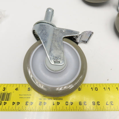 Nexel 500592 5" Polyurethane Swivel Stem Caster W/ Bumpers 1200Lb Capacity Set