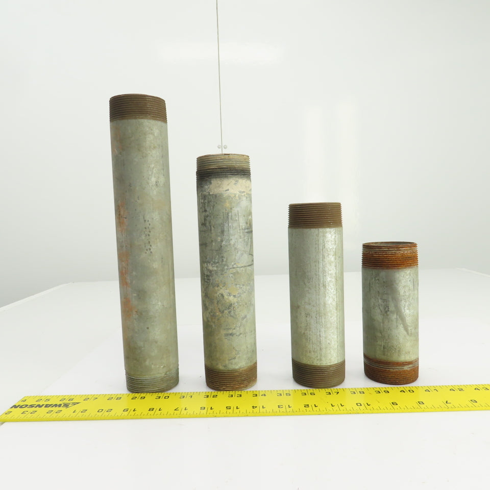2" Galvanized Steel Malleable Iron Pipe Nipple Mixed Lot of 4