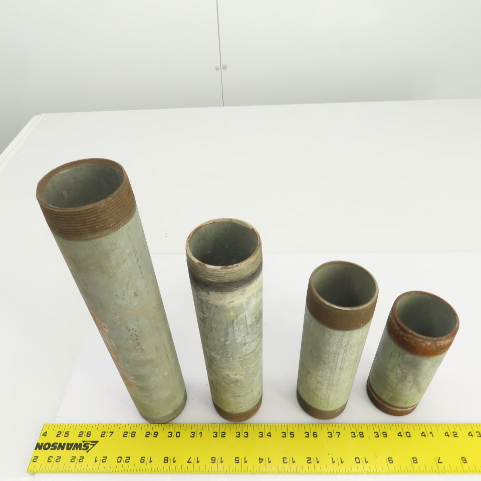 2" Galvanized Steel Malleable Iron Pipe Nipple Mixed Lot of 4