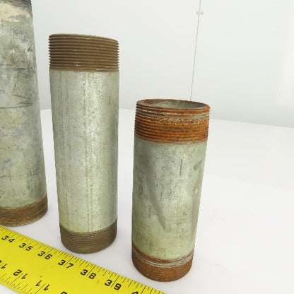 2" Galvanized Steel Malleable Iron Pipe Nipple Mixed Lot of 4