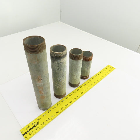 2" Galvanized Steel Malleable Iron Pipe Nipple Mixed Lot of 4