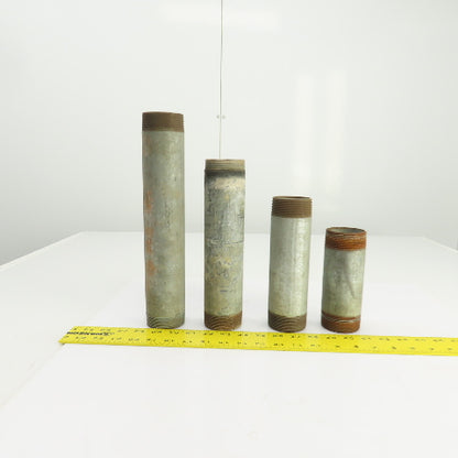 2" Galvanized Steel Malleable Iron Pipe Nipple Mixed Lot of 4