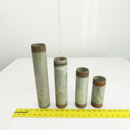 2" Galvanized Steel Malleable Iron Pipe Nipple Mixed Lot of 4