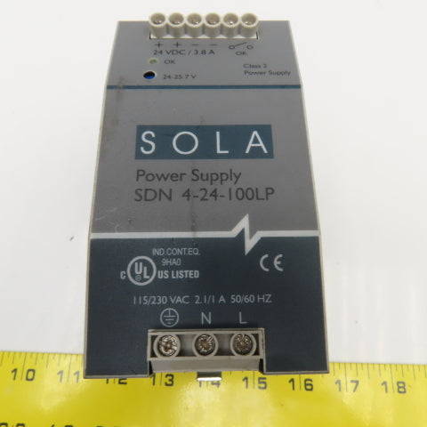 Sola SDN 4-24-100LP 115/230VAC Class 2 Power Supply 24 -25.7VDC