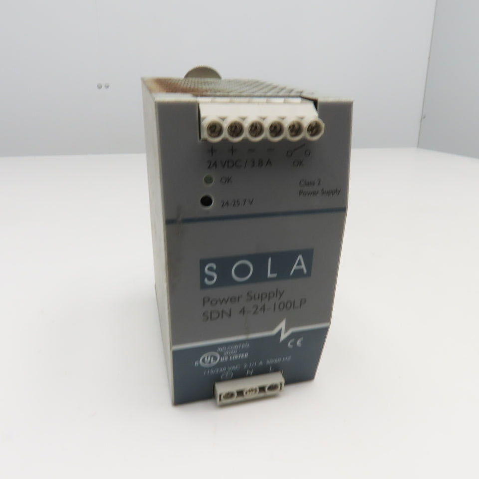 Sola SDN 4-24-100LP 115/230VAC Class 2 Power Supply 24 -25.7VDC