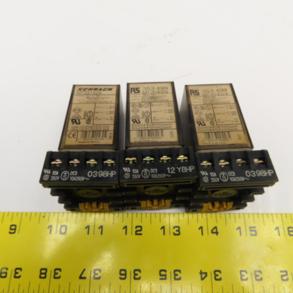 Schrack MT221024 Plug In Relay 250V Socket Base Lot Of 3