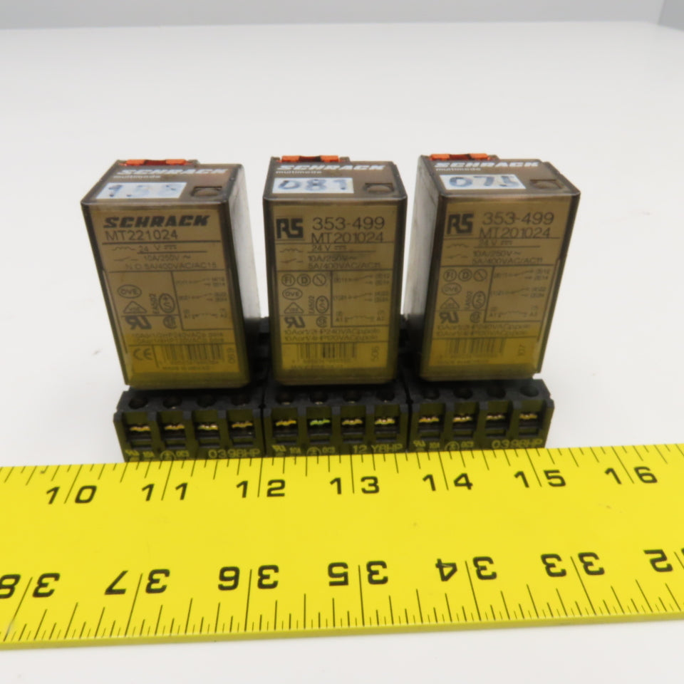 Schrack MT221024 Plug In Relay 250V Socket Base Lot Of 3