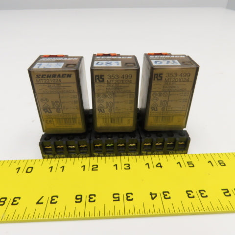Schrack MT221024 Plug In Relay 250V Socket Base Lot Of 3