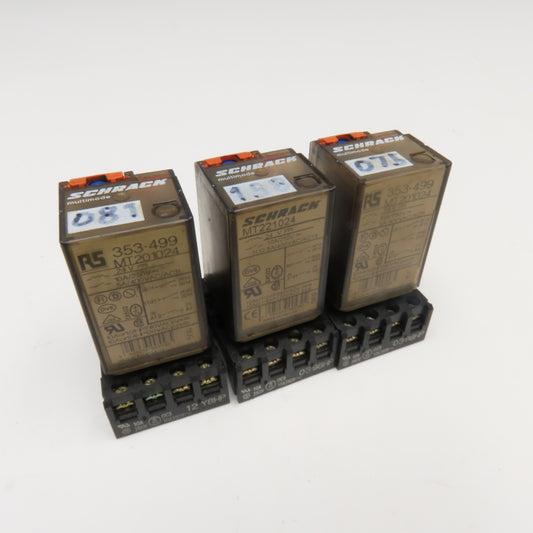 Schrack MT221024 Plug In Relay 250V Socket Base Lot Of 3