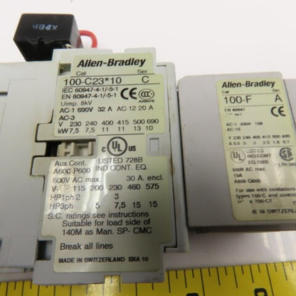 Allen Bradley 100-C23D-10 100-F 600V Contactor Relay & Auxiliary 120V Coil