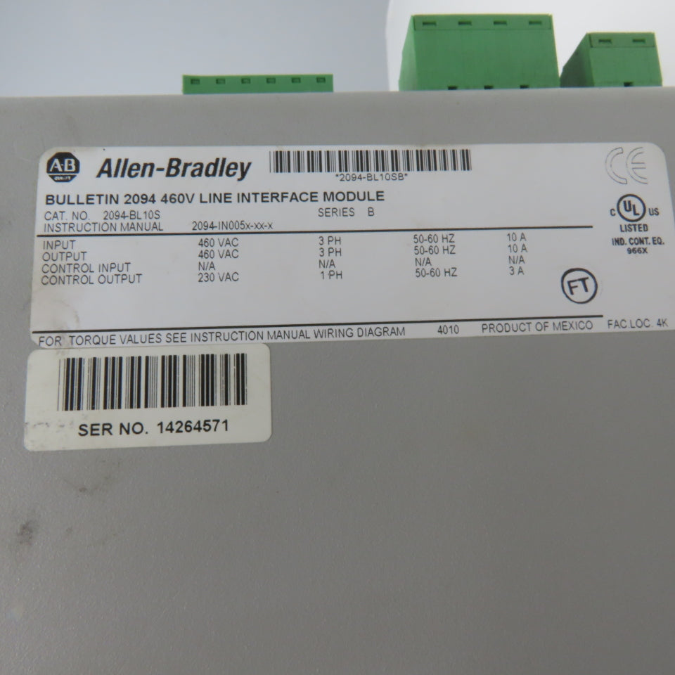 Allen Bradley 2094-BL10S 460V Line Interface Module Missing Covers