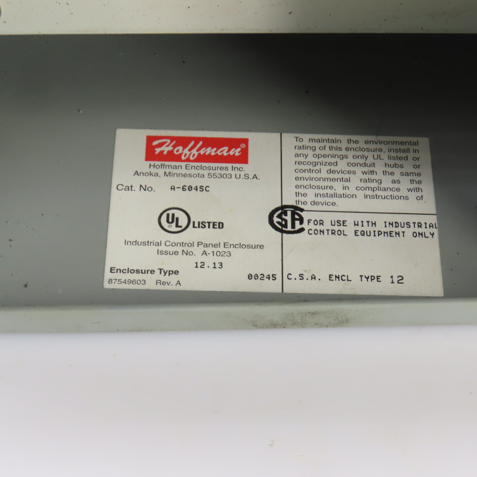 Hoffman A-604SC 6"x 4"x3" Electrical Enclosure W/Back Plate & Screw Cover Lot/2
