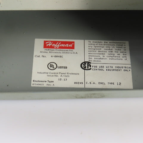 Hoffman A-604SC 6"x 4"x3" Electrical Enclosure W/Back Plate & Screw Cover Lot/2