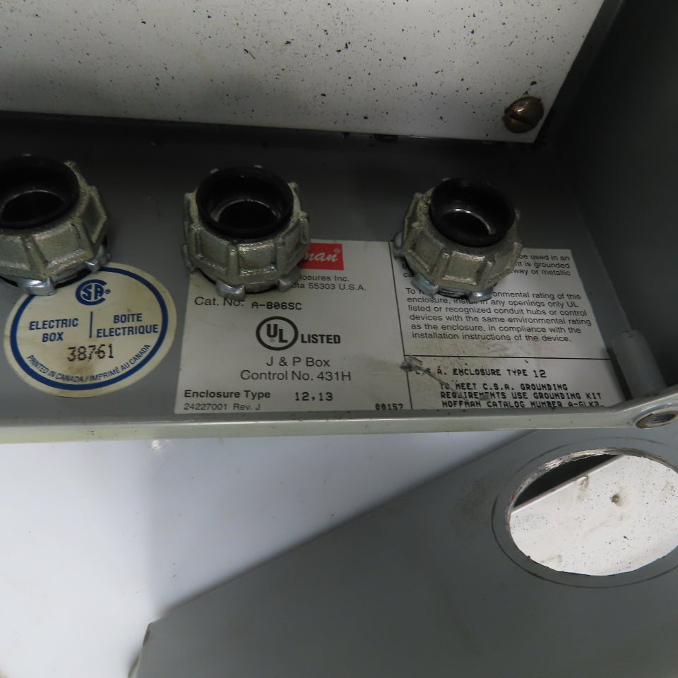 Hoffman A-806SC 8x6x3-1/2" Electrical Enclosure W/Back Plate & Screw Cover Lot/2