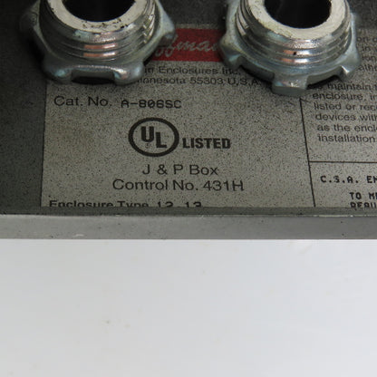Hoffman A-806SP 8" x 6" x 3-1/2" Electrical Enclosure W/Back Plate & Screw Cover