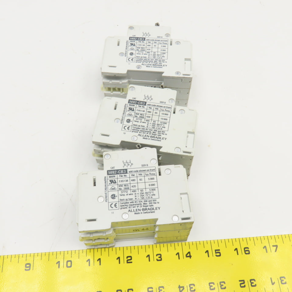 Allen Bradley 1492-CB2 5A 3 Pole Circuit Breaker 480V Lot Of 3