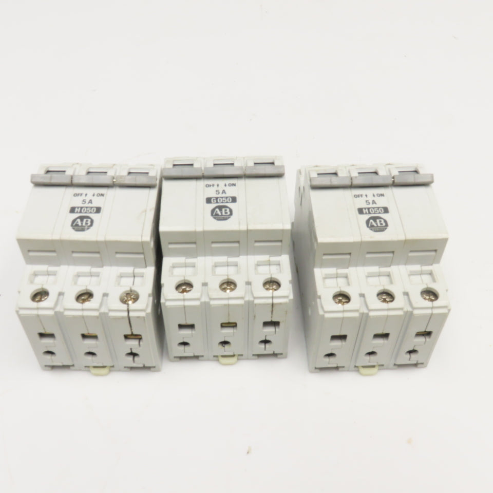 Allen Bradley 1492-CB2 5A 3 Pole Circuit Breaker 480V Lot Of 3