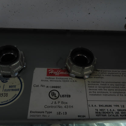 Hoffman A-1008SC 10" x 8" x 4" Electrical Enclosure W/Back Plate & Screw Cover